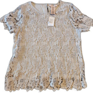 Philosophy Women's Gray Floral Lace Lined Blouse Sz S NWT